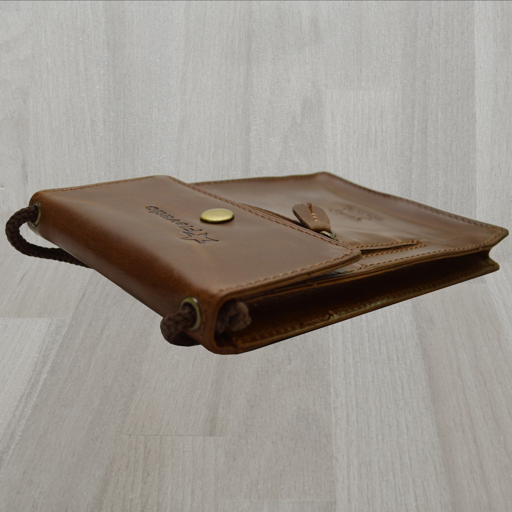 flevado Brustbeutel Brusttasche Gürteltasche Umhängetasche Leder Braun mit RFID  Schutz - Flevado Echt Lederprodukte
