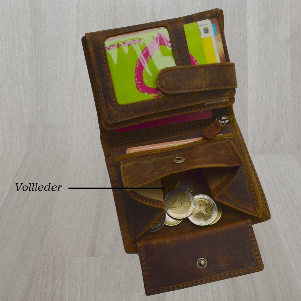 Vintage Wildleder Geldbörse Voll Leder Herren Portemonnaie Hochformat RFID Safe 