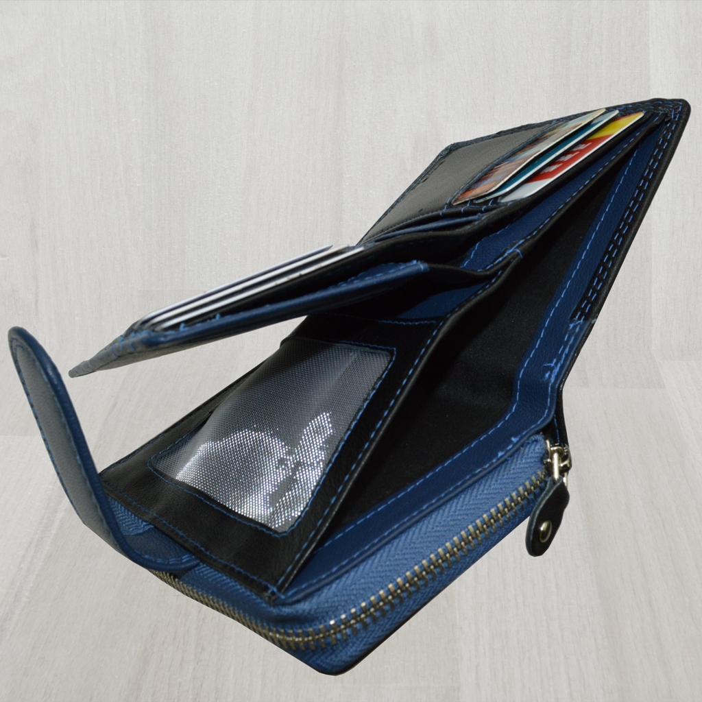 Damen Geldbörse RFID Bifold Grau - Mit Armband & 15 Kartenfächern | 12,6x10cm