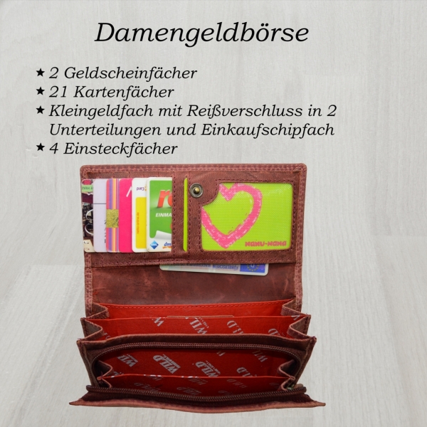 FreeHaveFun Damen Portemonnaie Leder - RFID Schutz Mit Münzfach Rot