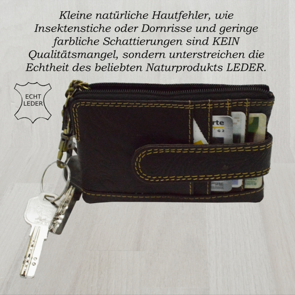 Leder-Schlüsseletui Mit Reißverschluss – Schlüsseltasche Mit Karabiner & Fach